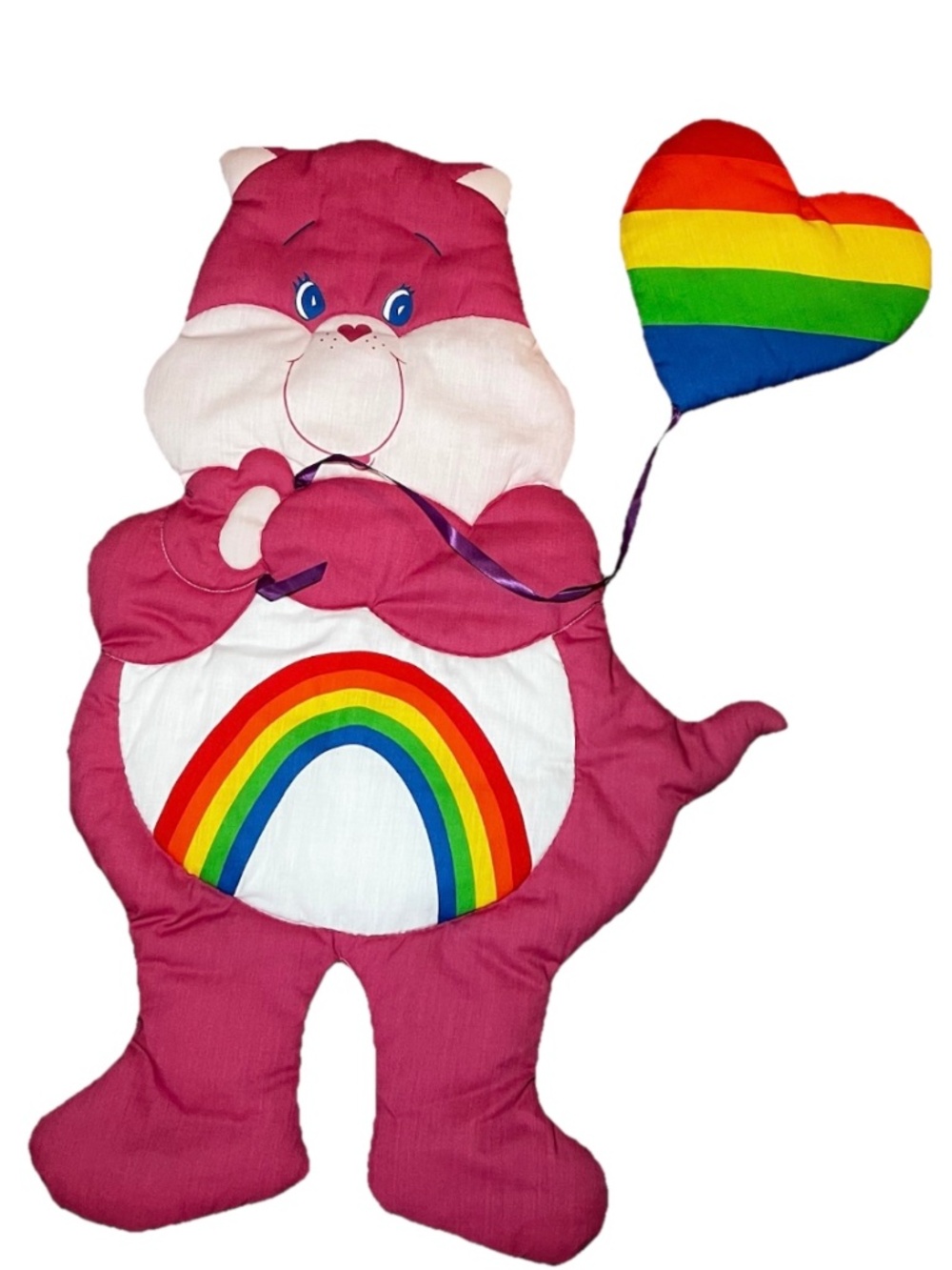 Vintage 1984 Soft Stitches Care Bears Quilted Wall Hanging Cheer Bear Completed